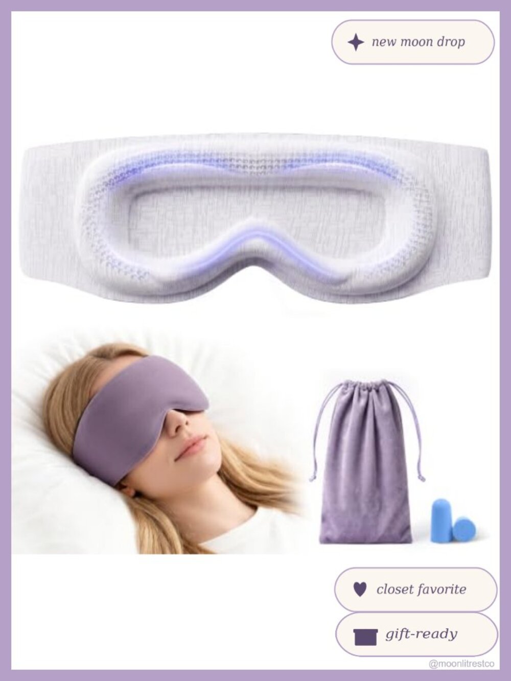 Weighted Sleep Mask 3D Eye Cups Light Blocking Adjustable Strap